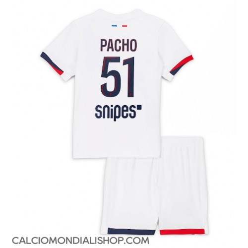 Maglie da calcio Paris Saint-Germain Willian Pacho #51 Seconda Maglia Bambino 2025-26 Manica Corta (+ Pantaloni corti)